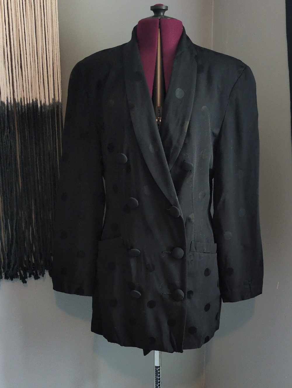Vintage The Limited Black Polka Dot Double-Breasted Blazer